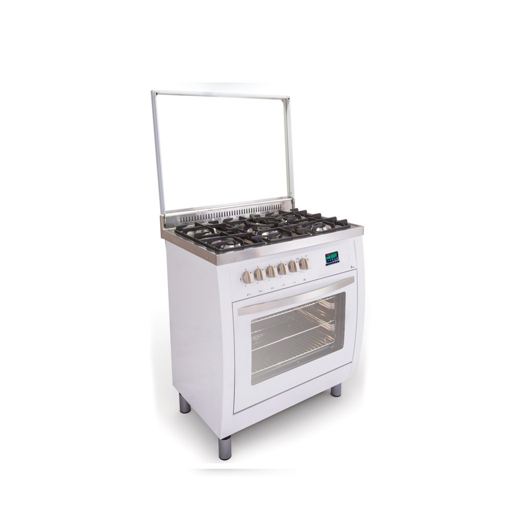 alt="اجاق گاز مبله اخوان مدل M11-EDTR – نمای هلالی – رنگ سفید"